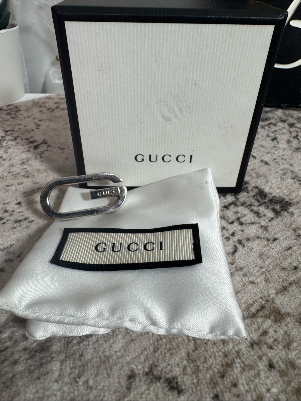Gucci Silver Interlocking G Paperclip Accessory